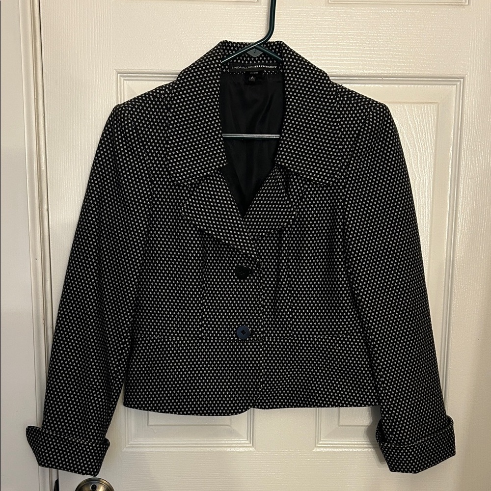 Chic Black and White Polka Dot Blazer